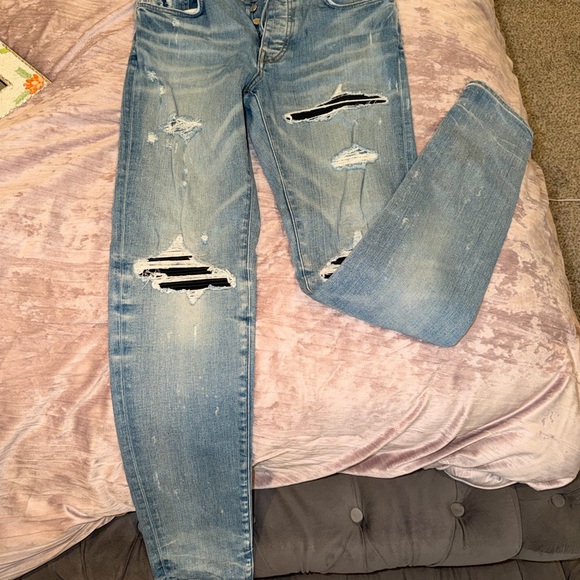 AMIRI Light Blue Distressed Boyfriend Jeans